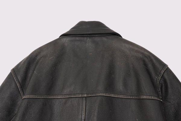 "J.CREW" -Leather Car Coat-