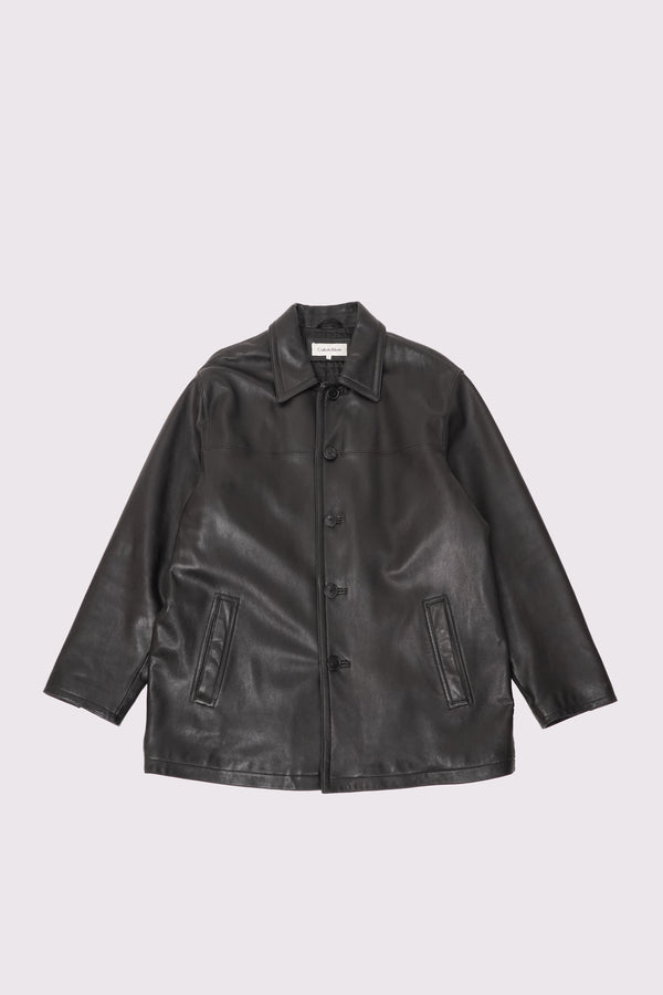 "Calvin Klein" -Leather Car Coat-