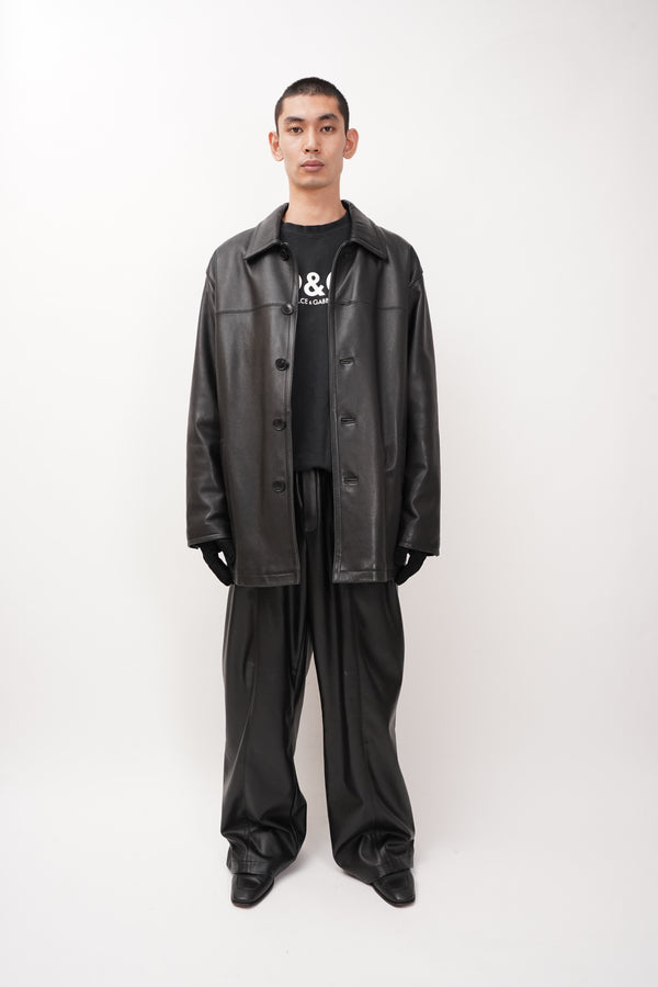 "Calvin Klein" -Leather Car Coat-