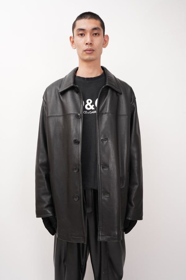 "Calvin Klein" -Leather Car Coat-