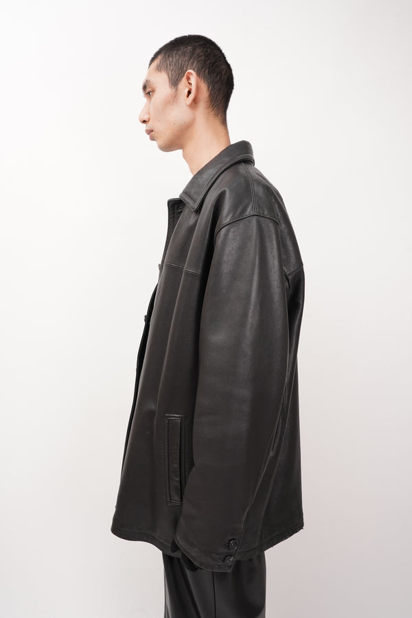 "Calvin Klein" -Leather Car Coat-