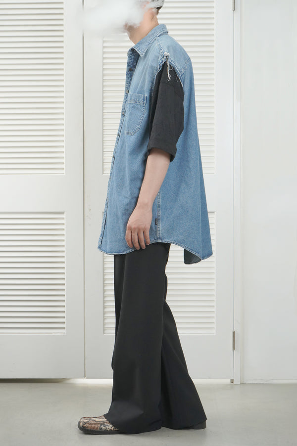 19ss "BALENCIAGA" -Cutoff Denim No Sleeve Shirt-