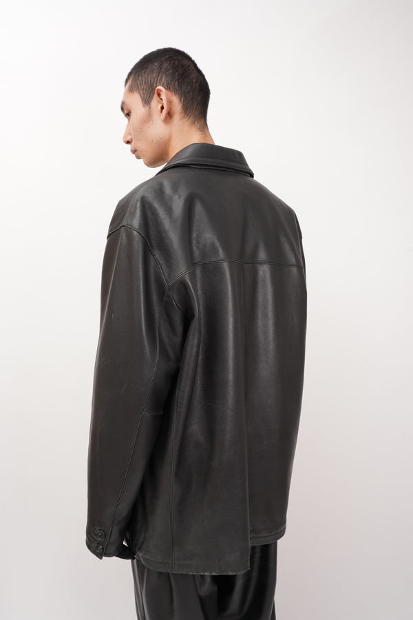 "Calvin Klein" -Leather Car Coat-