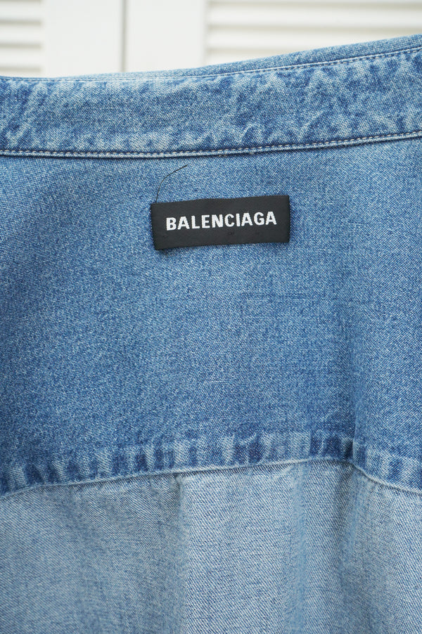 19ss "BALENCIAGA" -Cutoff Denim No Sleeve Shirt-