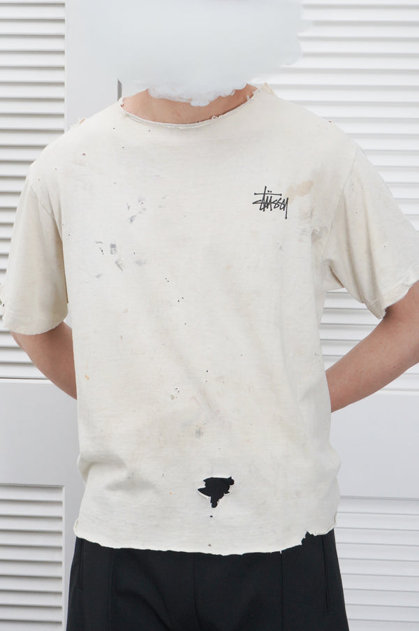 90's "STUSSY" -Logo Printed S/S Tee (damaged)-