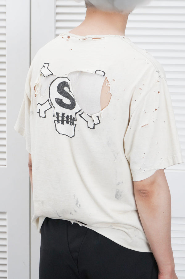 90's "STUSSY" -Logo Printed S/S Tee (damaged)-