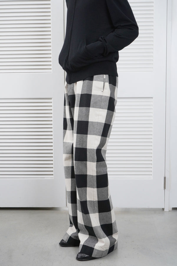 "Acne Studios" -Cotton Flannel Block Check Flair Baggy Trousers-