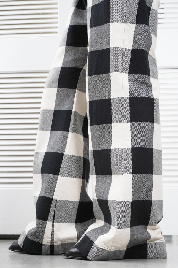 "Acne Studios" -Cotton Flannel Block Check Flair Baggy Trousers-