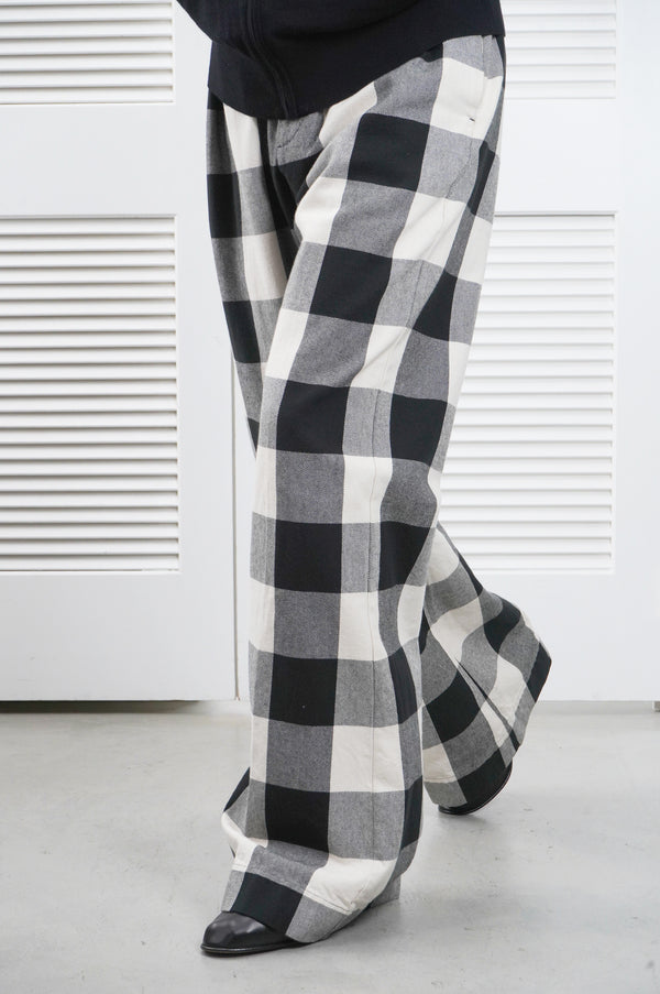 "Acne Studios" -Cotton Flannel Block Check Flair Baggy Trousers-