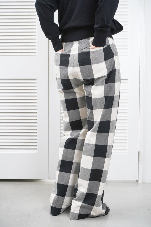 "Acne Studios" -Cotton Flannel Block Check Flair Baggy Trousers-