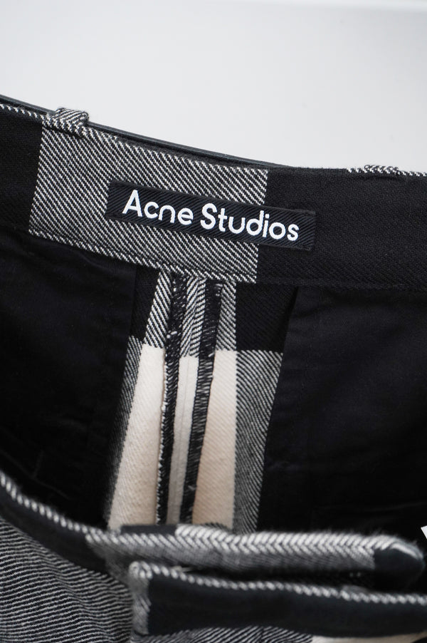 "Acne Studios" -Cotton Flannel Block Check Flair Baggy Trousers-