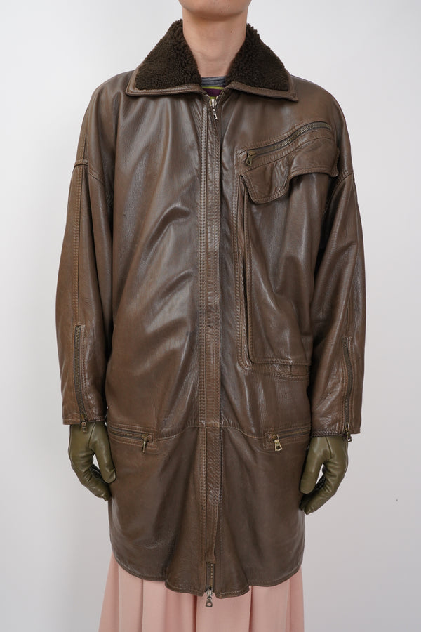 80's "Gianni Varsace" -Designed Leather Coat-