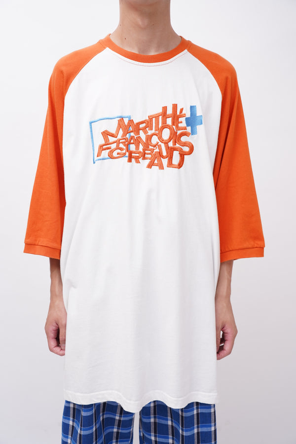 "Marithe Francois Girbaud" -Embroidery Logo Raglan Ringer Tee-