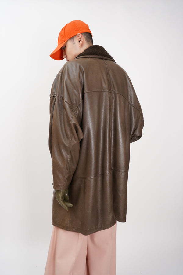 80's "Gianni Varsace" -Designed Leather Coat-