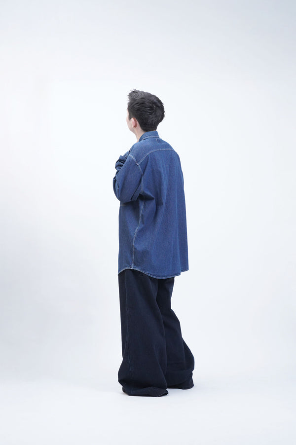 90's "ARMANI JEANS" -Denim L/S Shirt-