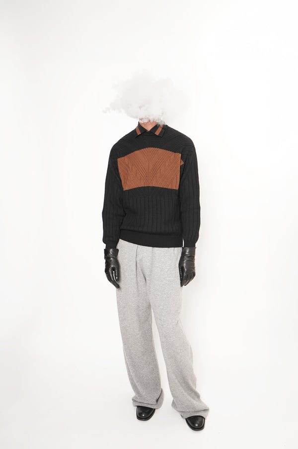 "GIANFRANCO FERRE" -Wool Knit Sweater w/Collar-