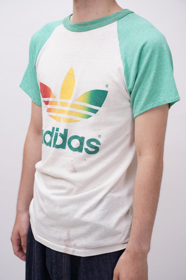 80's "adidas" -Cotton/Poly Ringer Tee-