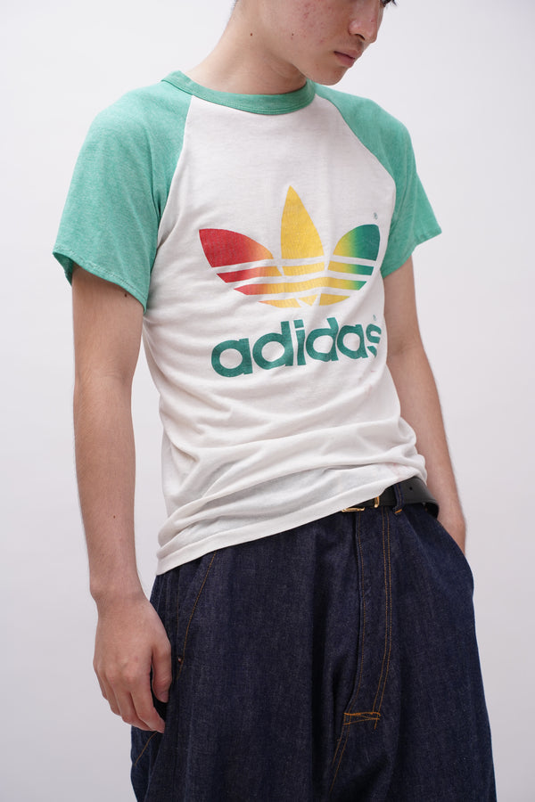 80's "adidas" -Cotton/Poly Ringer Tee-