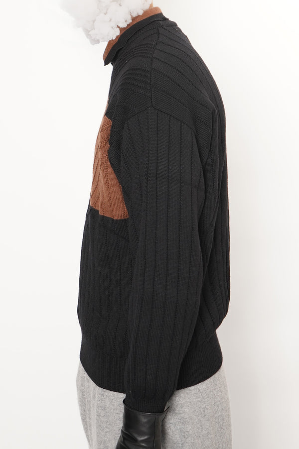 "GIANFRANCO FERRE" -Wool Knit Sweater w/Collar-