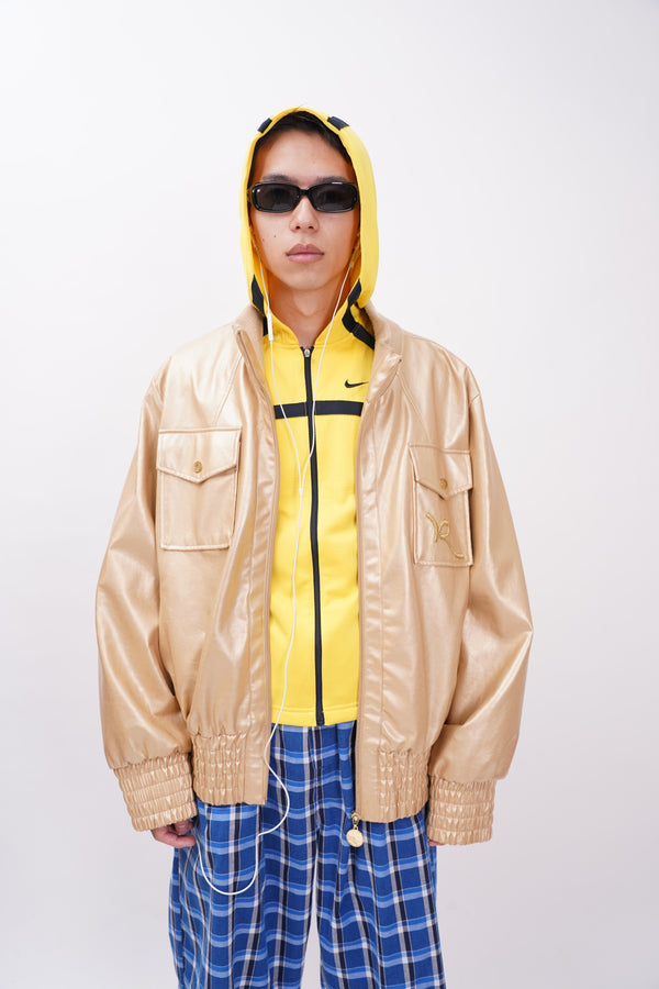 "ROCA WEAR" -Fake Leather Zip-Up Blouson-