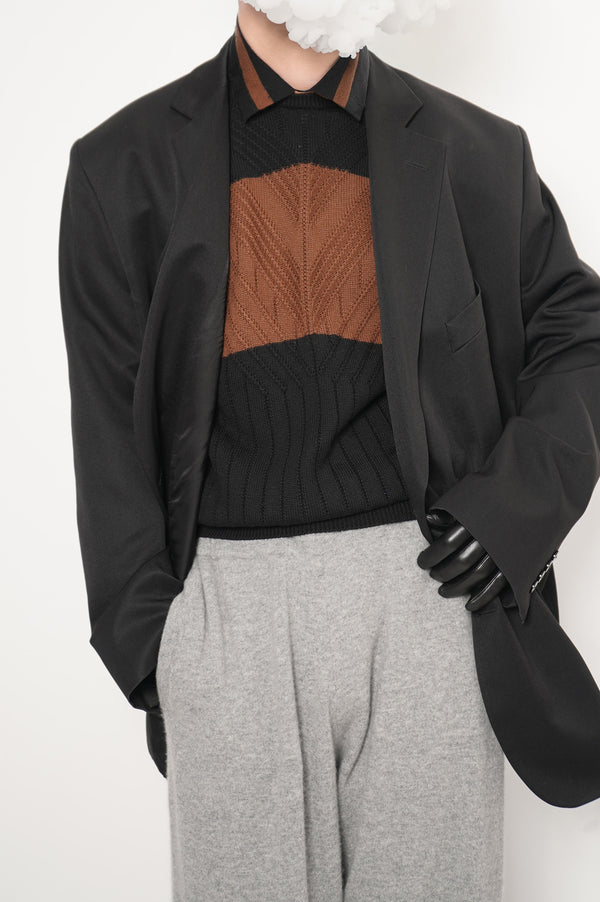 "GIANFRANCO FERRE" -Wool Knit Sweater w/Collar-