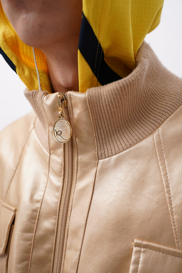 "ROCA WEAR" -Fake Leather Zip-Up Blouson-