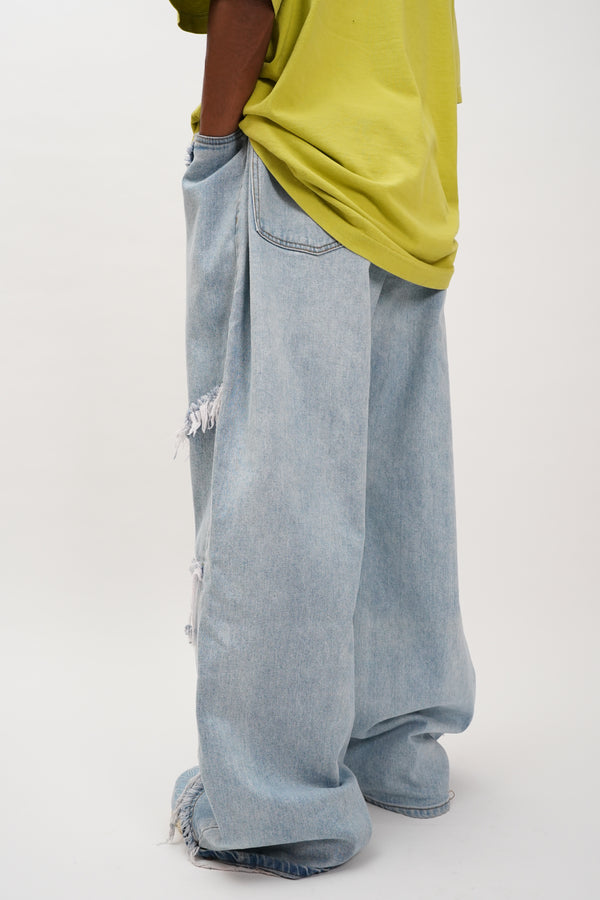 "Unknown" -Fringe Designed Baggy Denim Pants-