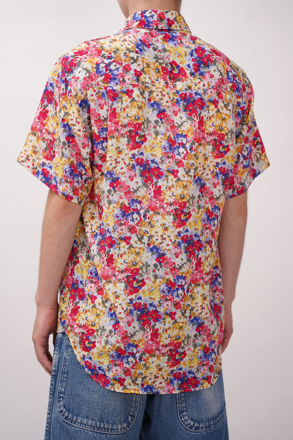 90's "GUESS" -Polyester Flower Pattern S/S Shirt-