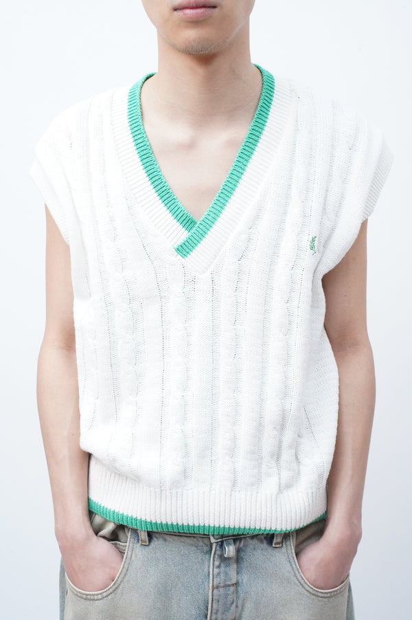 "FRED PERRY" -Cable Knit Tennis Vest-