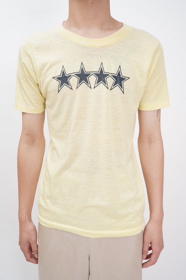 70's "UNKNOWN" -"4STAR TENNIS ACADEMY" Print S/S Tee-