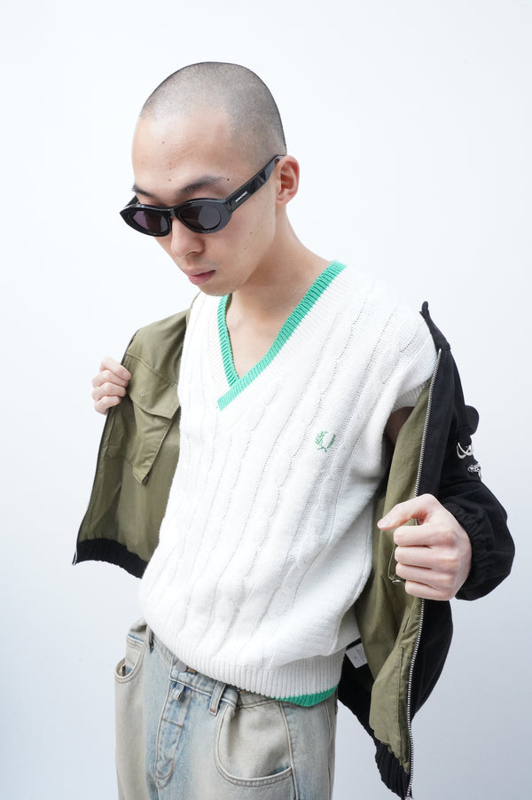 "FRED PERRY" -Cable Knit Tennis Vest-