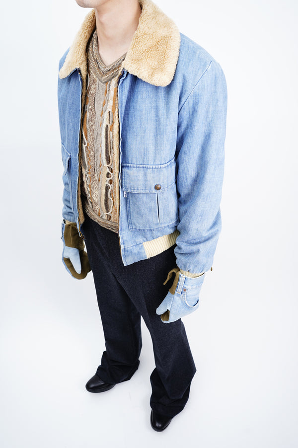 70's "Levi's" -G-1 Type Denim Boa Jacket-