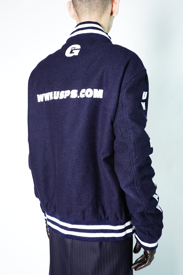90's "Marty Grace" -"USPS" Logo Patch Embroidery Wool Stadium Jacket-