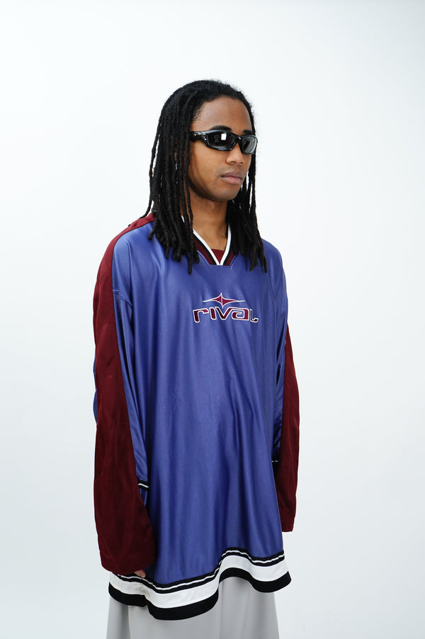 90's "rival" -Logo Embroidery Jersey L/S Game Shirt-