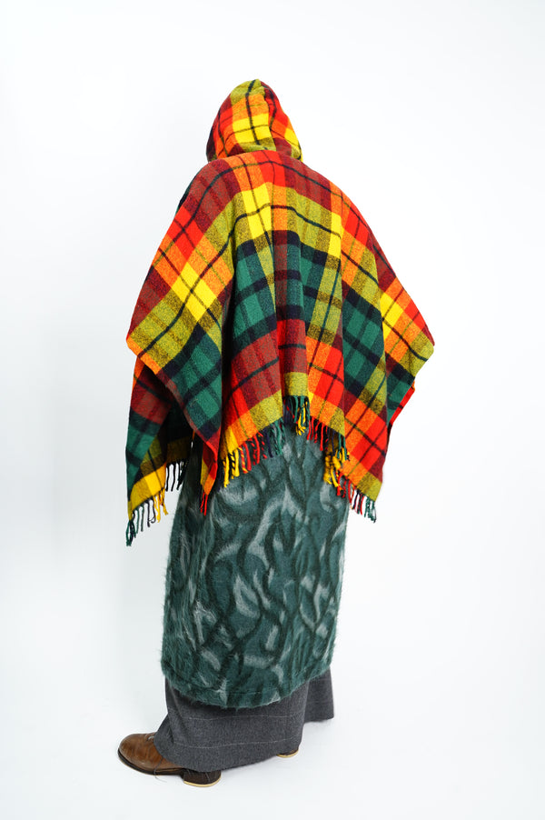 60’s "LANGTRY" -Check Pattern Zip-up Poncho-