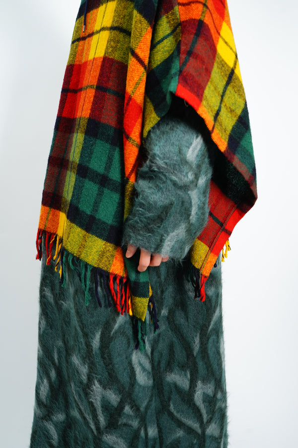 60’s "LANGTRY" -Check Pattern Zip-up Poncho-