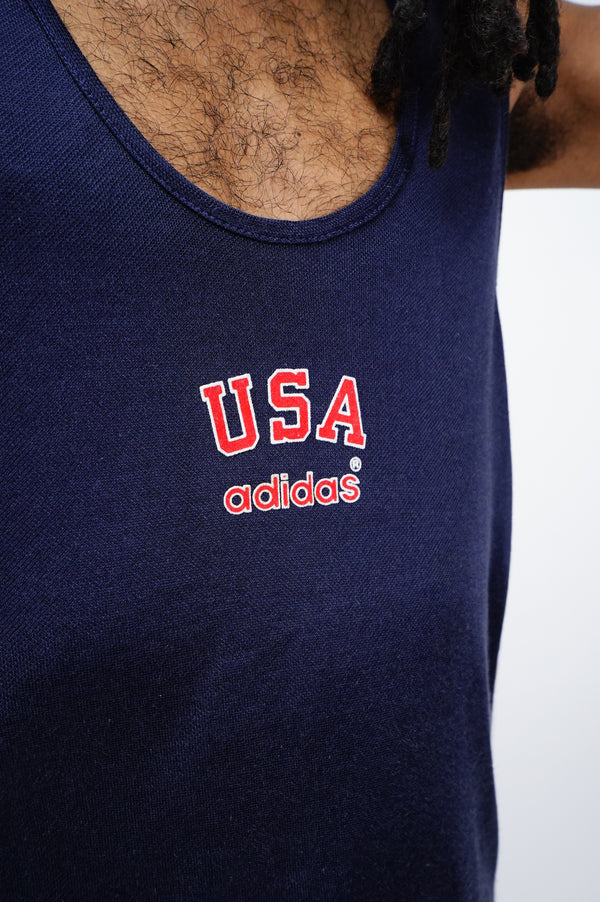 80's "adidas" -"USA" Logo Print Tank Top-