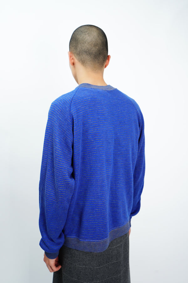 80’s "Creslan and Rayon" -Border Crew Neck Knit Sweater-