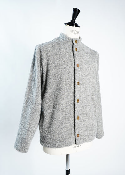 Grey Tumbled Wool Stand Collar Jacket