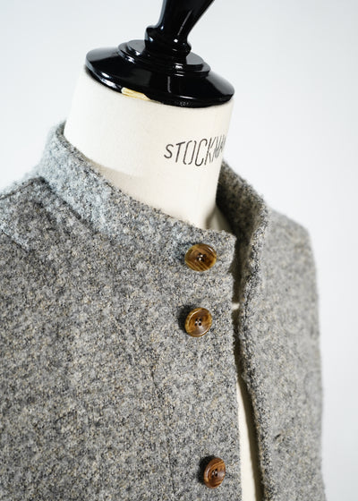 Grey Tumbled Wool Stand Collar Jacket