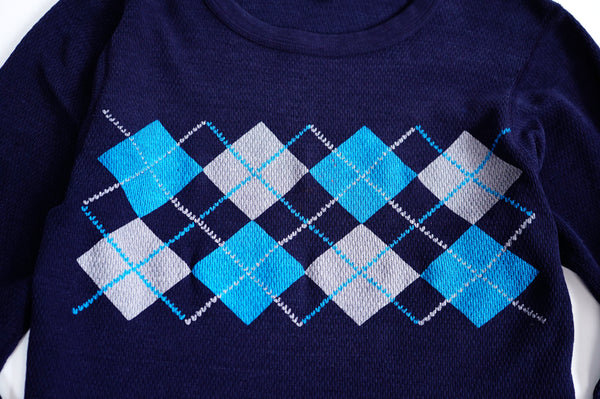 70's "Hanes" -Argyle Pattern Thermal L/S Tee-