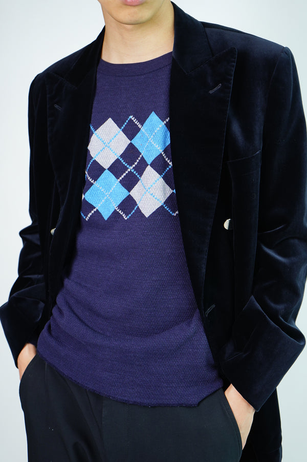 70's "Hanes" -Argyle Pattern Thermal L/S Tee-