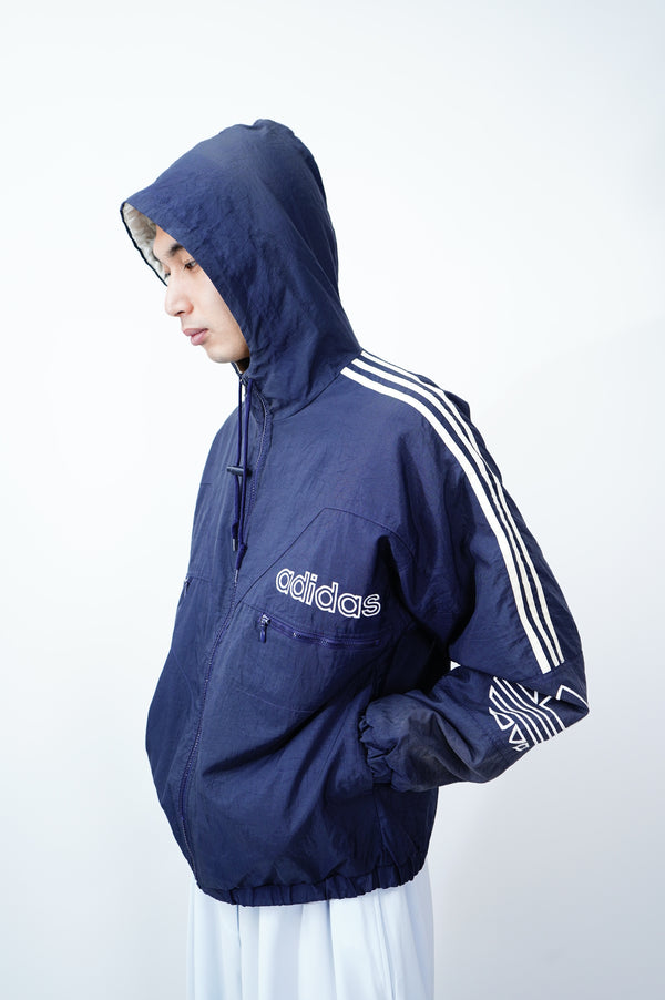 90's "adidas" -Logo Embroidery Hooded Jacket-