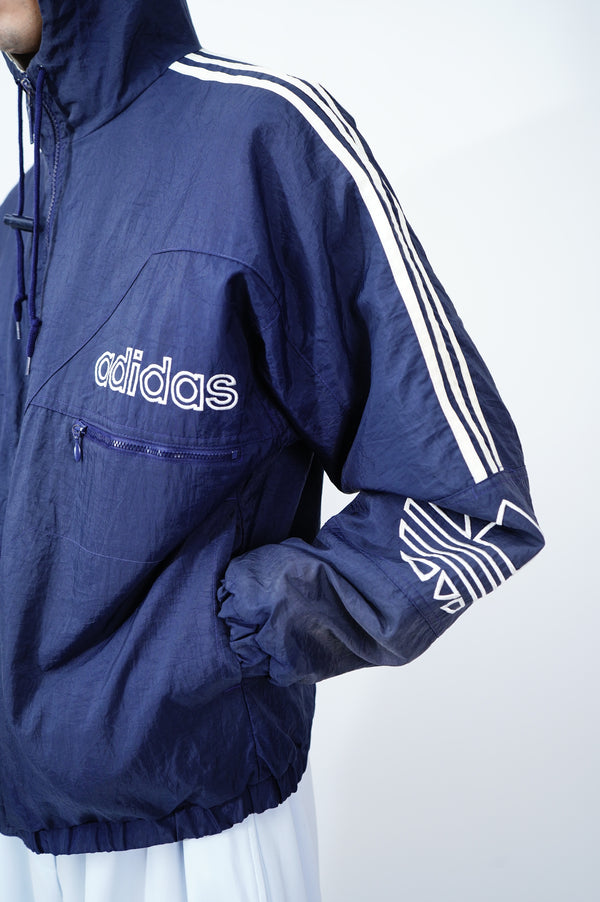 90's "adidas" -Logo Embroidery Hooded Jacket-