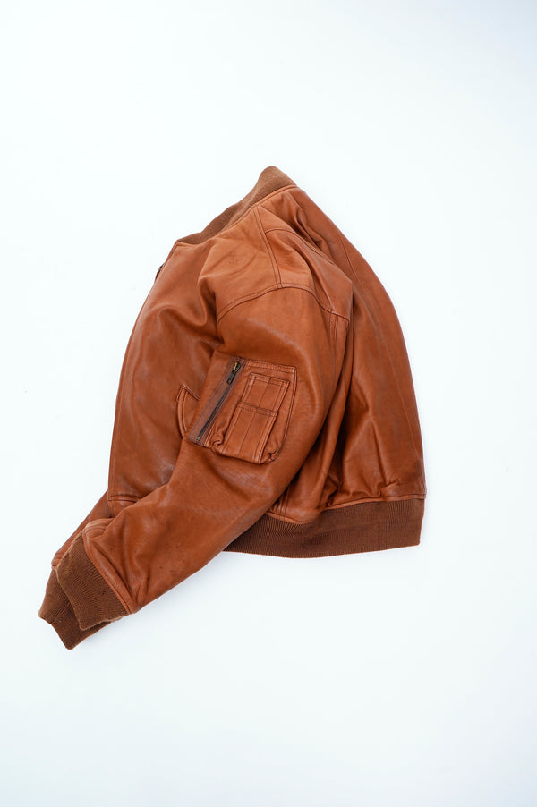 90's "POLO by Ralph Lauren" -"MA-1 Type" Leather Flight Jacket-