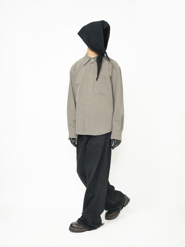 -"HAKU" SPLIT COLLAR SHIRT IN TWISTED COTTON-
