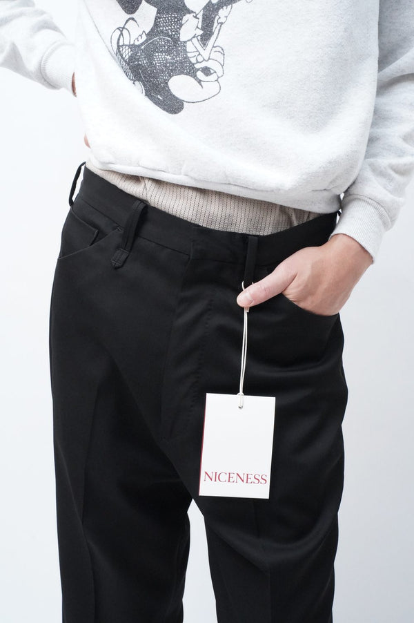 FINCH -S140's Worsted Gabardine Semi-Flare Trousers