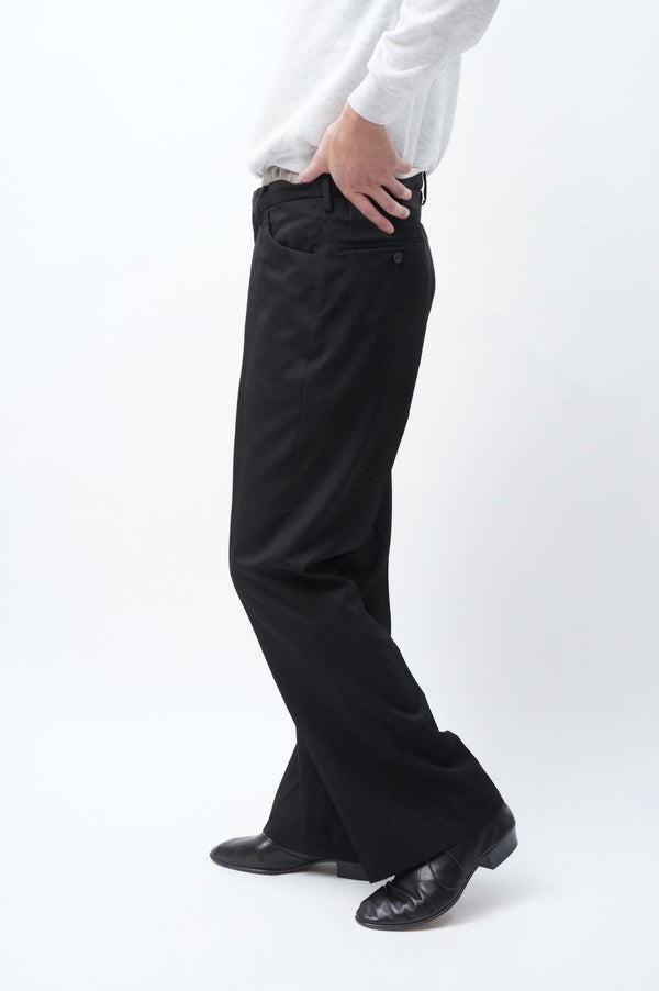 FINCH -S140's Worsted Gabardine Semi-Flare Trousers