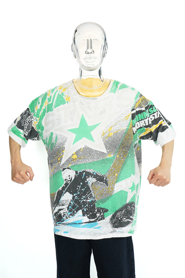 90's "STARS" -"MINNESOTA NORTH STARS" Allover Print S/S Tee-