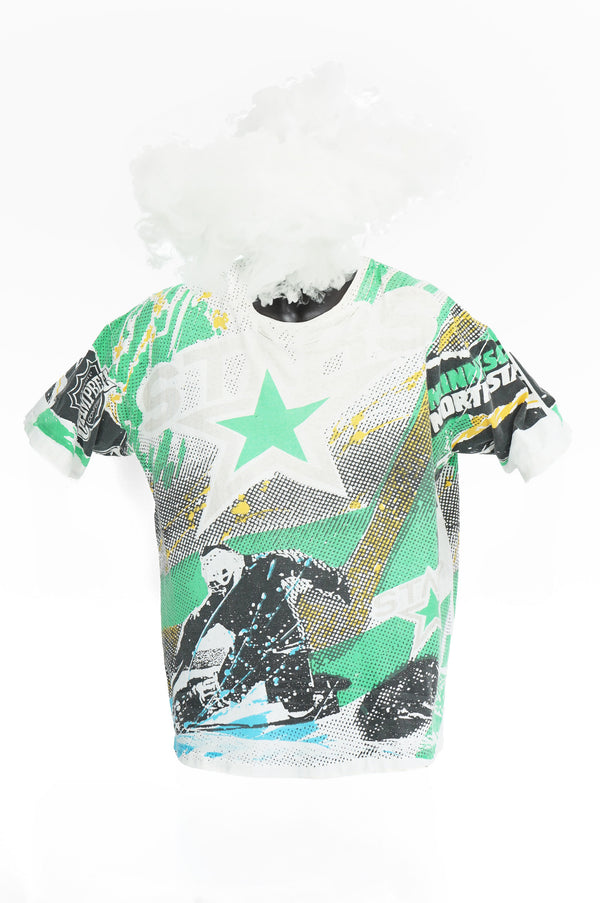 90's "STARS" -"MINNESOTA NORTH STARS" Allover Print S/S Tee-